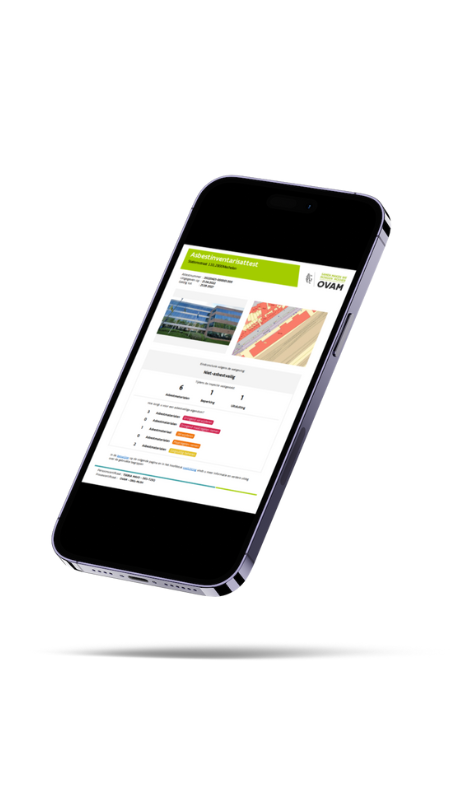 Voorbeeld van een digitaal asbestrapport op smartphone